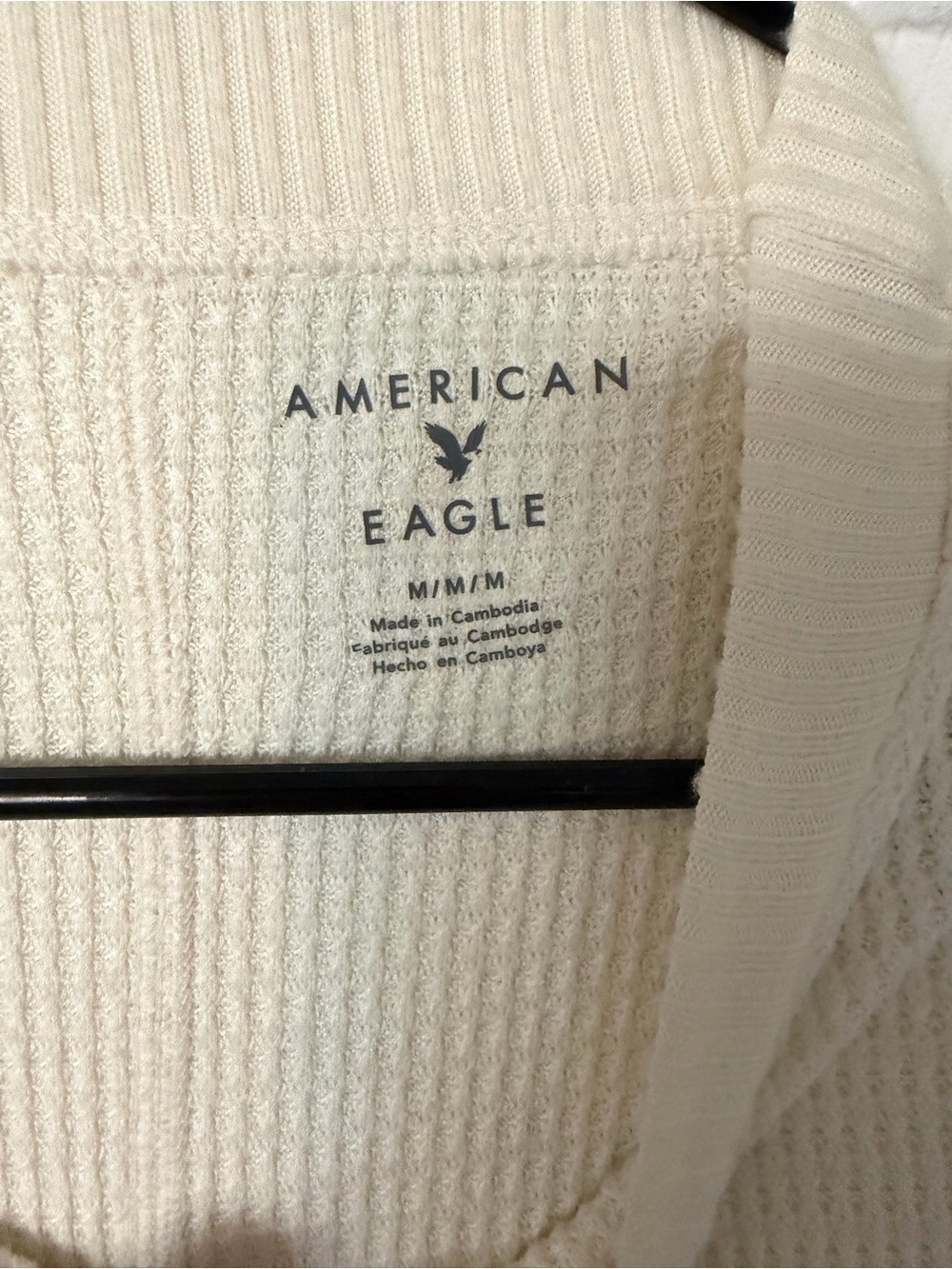 American Eagle Outfitters Cream Crewneck Waffle Knit Sweater - Picture 3 of 4